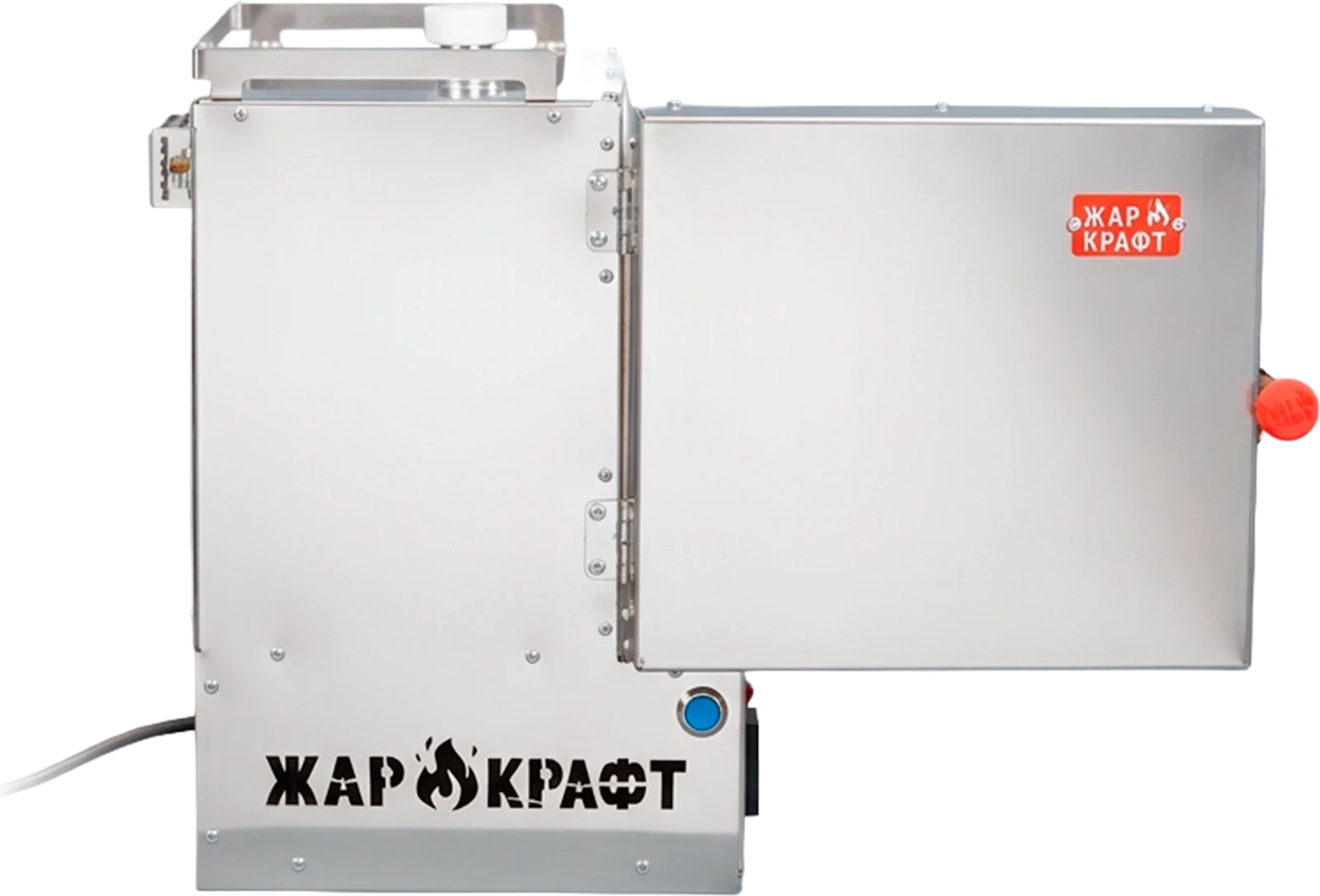 К-1 с полностью распахнутой дверцей: петли на винтах, прижимная ручка с вынесенным наконечником